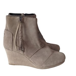 Toms Desert Taupe Suede Wedge Bootie